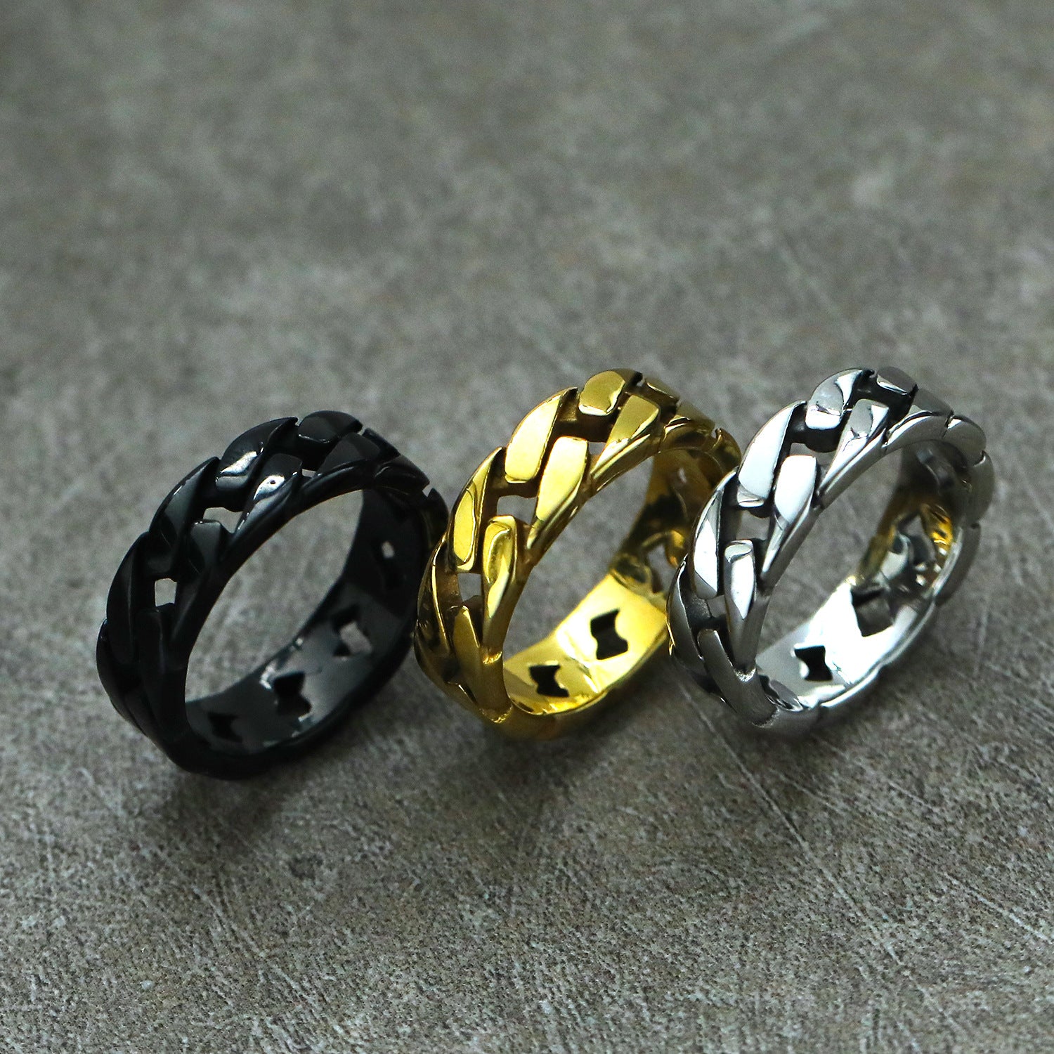 Wholesale Titanium Steel Ring Men's Stainless Steel Chain Ring ACC-RS-Hait005