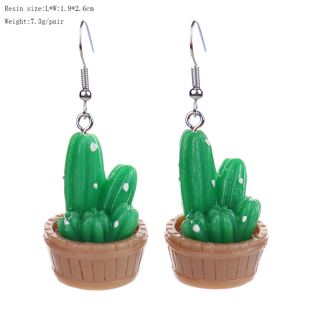 Wholesale fun mini three-dimensional succulent cactus earrings