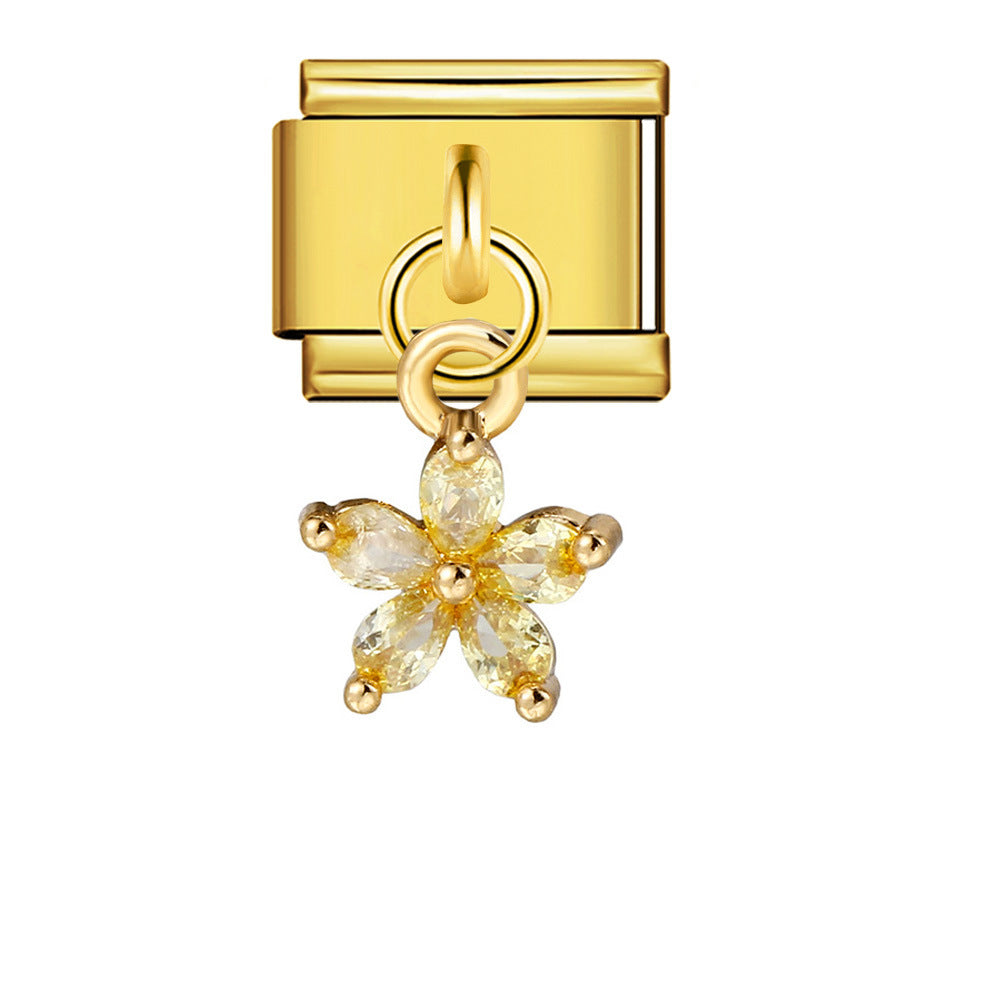 Wholesale Italian Charm Bracelet 9mm DIY Flower pendant Creative Stainless Steel Composable Bracelet