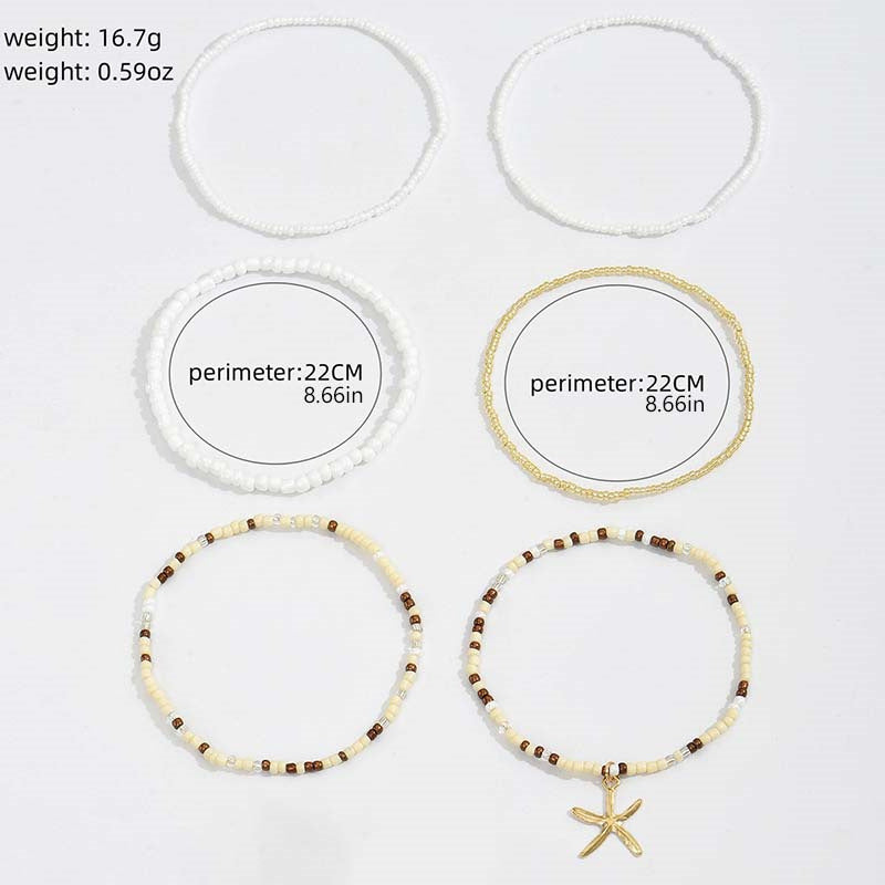 Wholesale Summer Beach Vacation Bohemian Style Shell Rice Bead Anklet