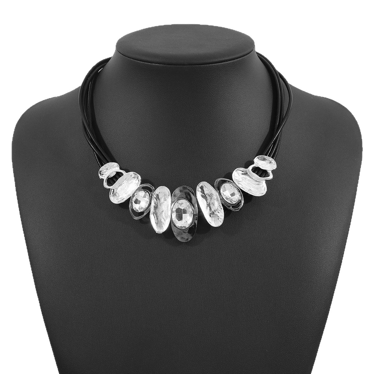 Wholesale irregular glass diamond clavicle chain exaggerated personality choker multi-layer necklace