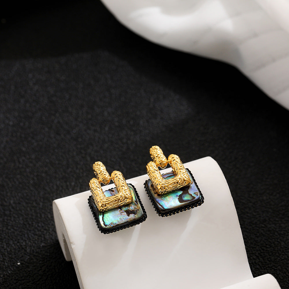 Wholesale  Retro Irregular Natural Abalone Shell  Earrings