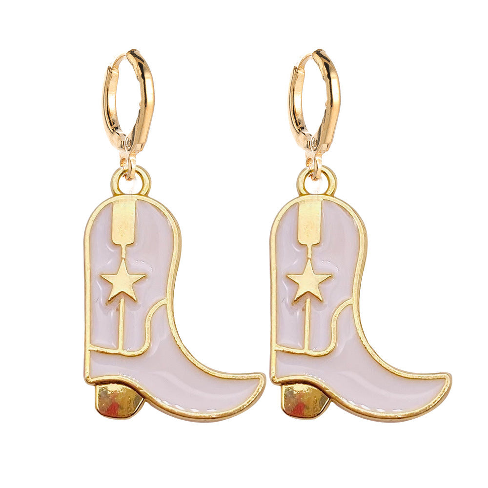 Wholesale Vintage Cowboy Boots Earrings Alloy Oil Drop Pendant ACC-ES-Cheny004