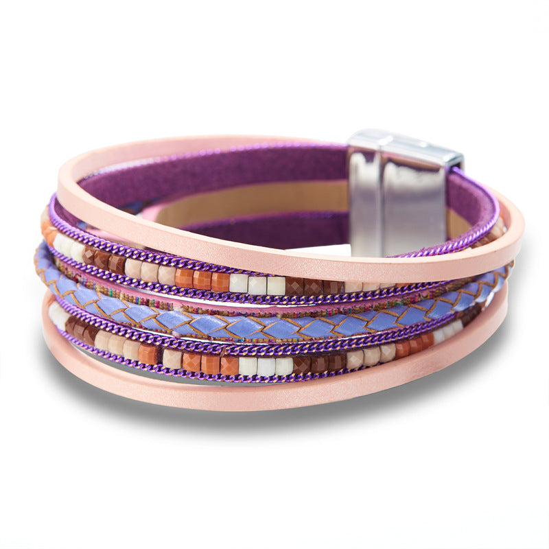 Wholesale  Bohemian multi-layer woven leather bracelet