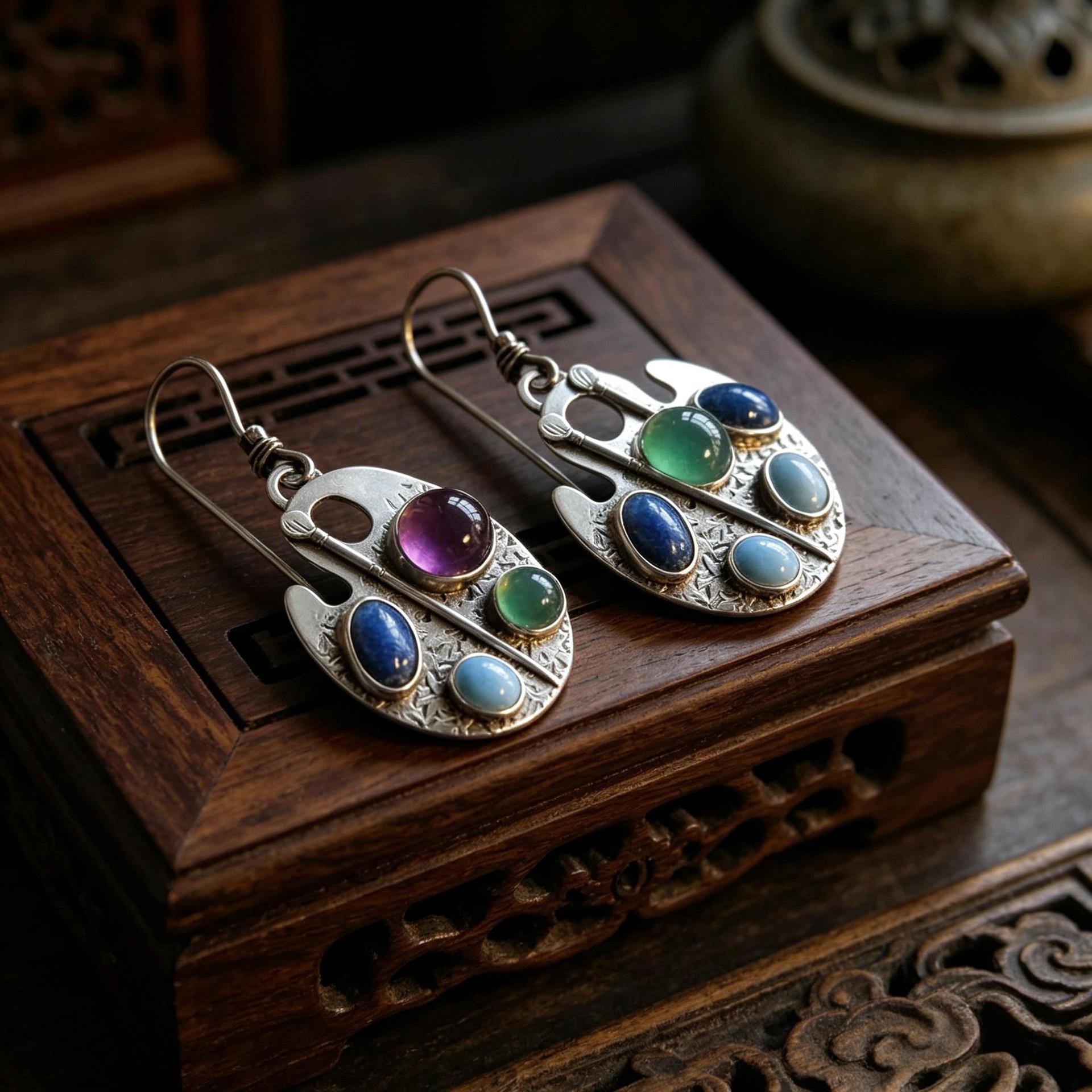 Wholesale Bohemian Geometric Gemstone Earrings Fashion Jewelry Accessory Gift Boutique Resale