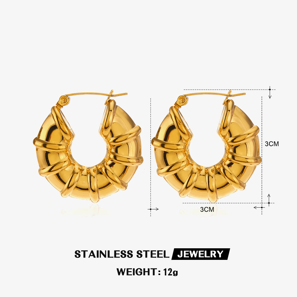 Wholesale Geometric Light Luxury Earrings Retro Stainless Steel Earrings ACC-ES-JiaLi003