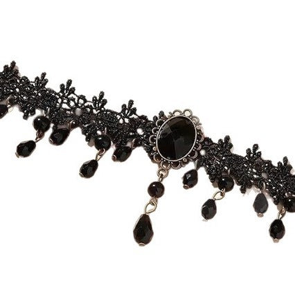 Wholesale Gothic Lace Hollow Tassel Choker Necklace Alloy Black Fashion Accessory for Women Boutique Resale Gift
