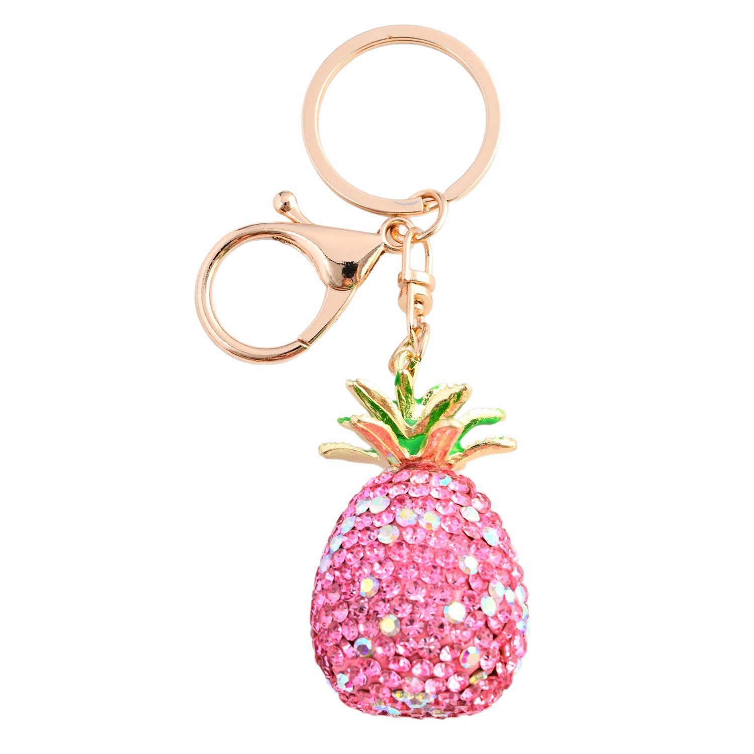 Wholesale Diamond-Encrusted Simulated Pineapple Car Keychain  Bag Pendant Metal Keychain