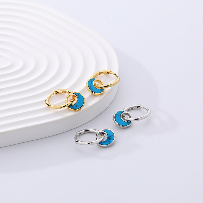 Wholesale 925 Sterling Silver Light Luxury Turquoise Shell Earrings
