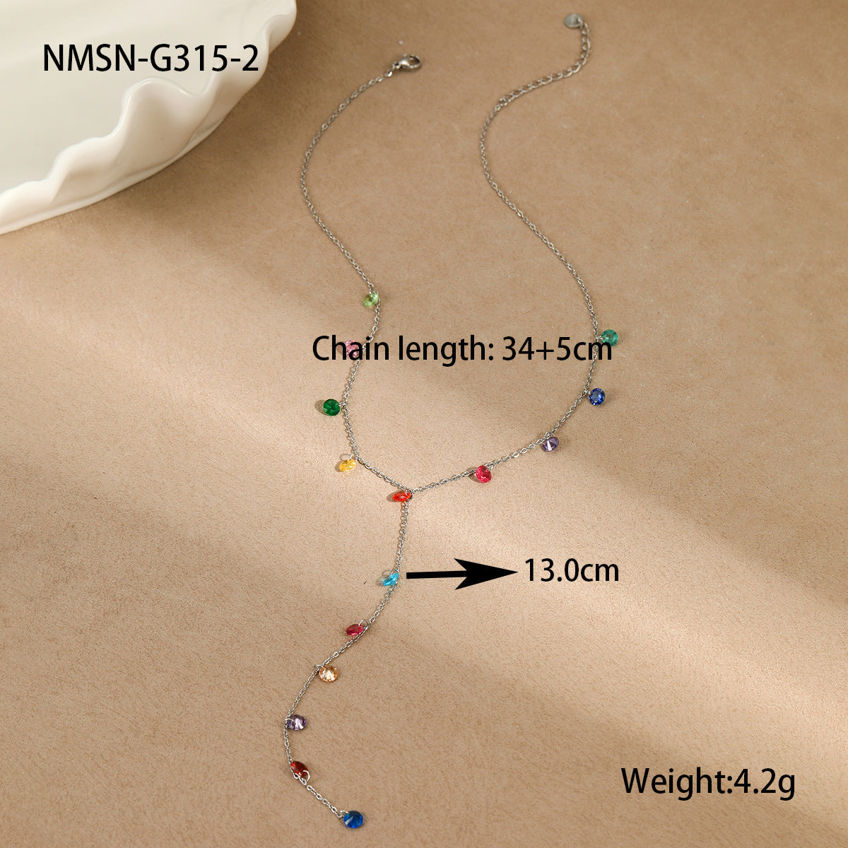 Wholesale Stainless steel  18K Gold Color Zircon Dopamine Necklace Y Chain