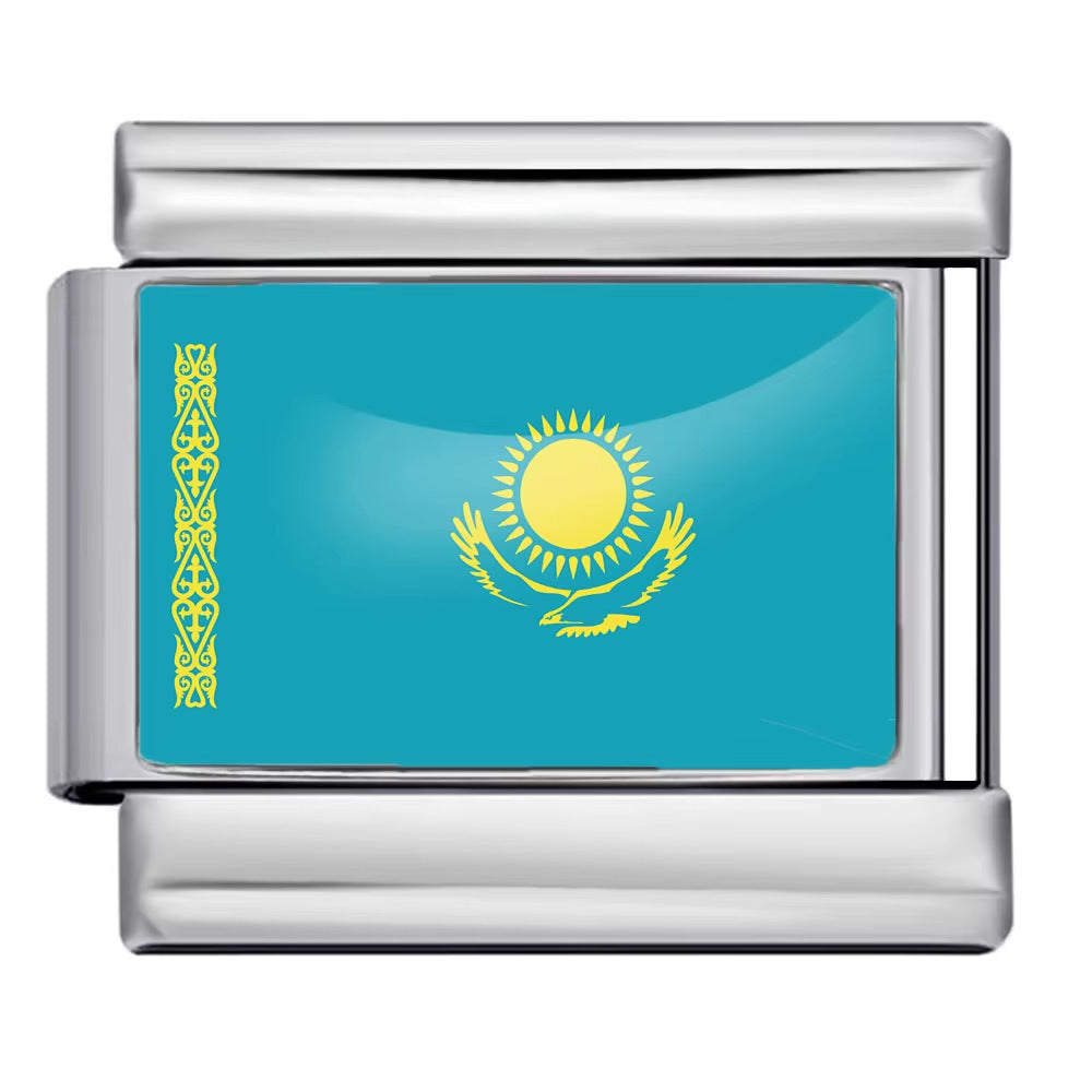 Wholesale 5pcs Italian Charm Bracelet 9mm DIY Splicing World Flag Series Stainless Steel Composable Bracelet