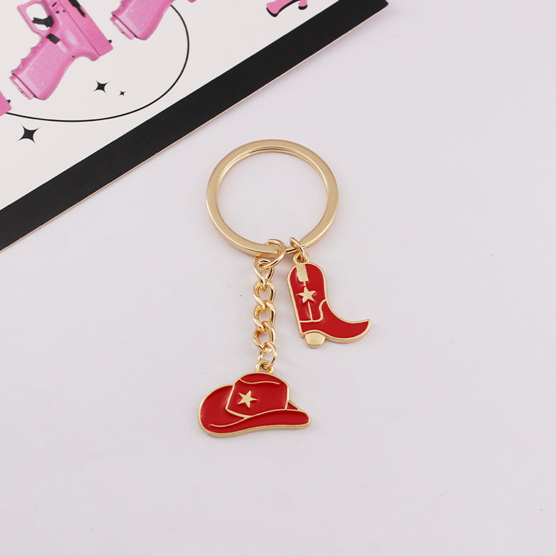 Wholesale Western Style Cowboy Hat Cowboy Boots Alloy Keychain ACC-KC-QiChen005
