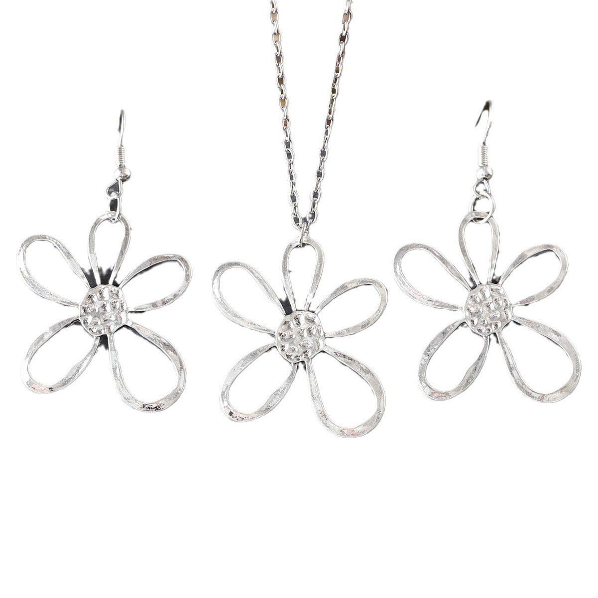 Wholesale Retro Hollow Big Flower Earrings Necklace Jewelry