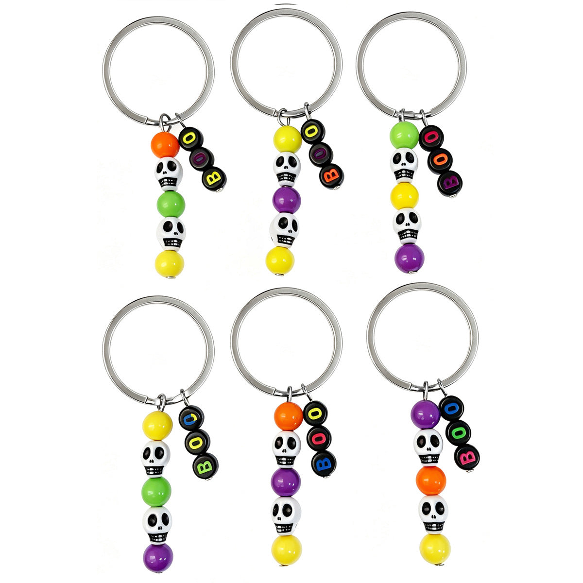 Wholesale  Skeleton BOO Letter Bead Keychain Alloy Pendant Bag Charm for Party Favor