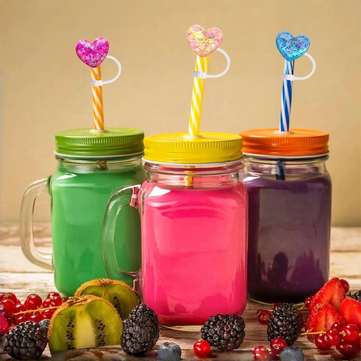 Wholesale 10pcs Five-pointed star sequins Straw Cover Straw Tube Cap