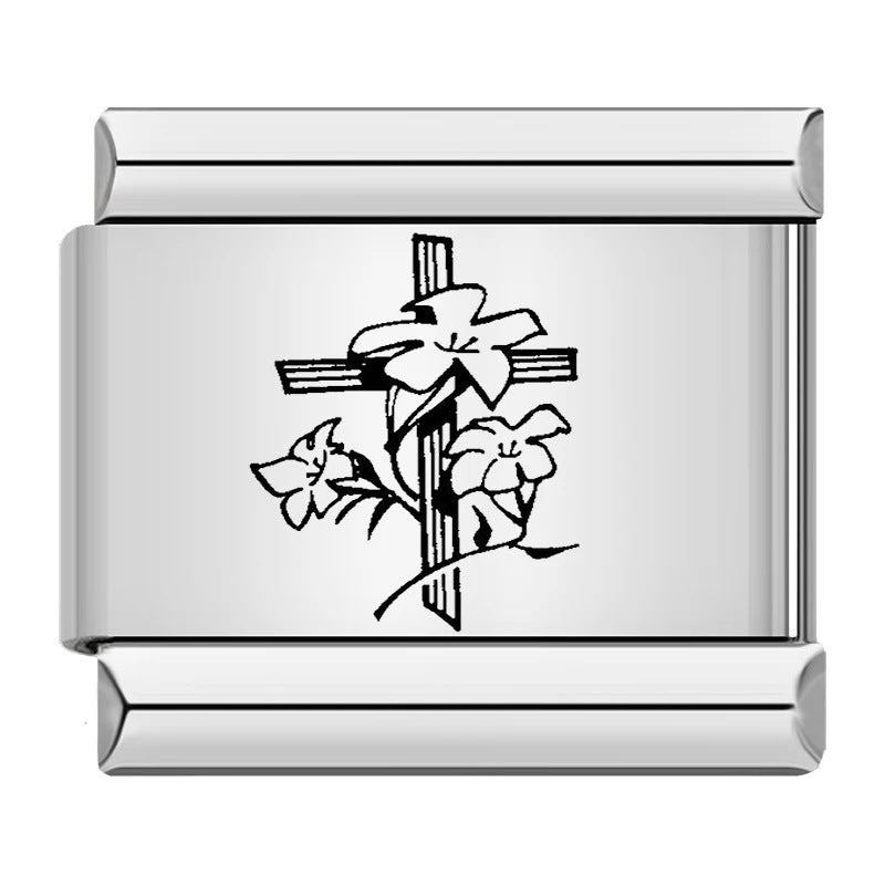 Wholesale Italian Charm Bracelet 9mm DIY  laser-engraved cross  Creative Stainless Steel Composable Bracelet