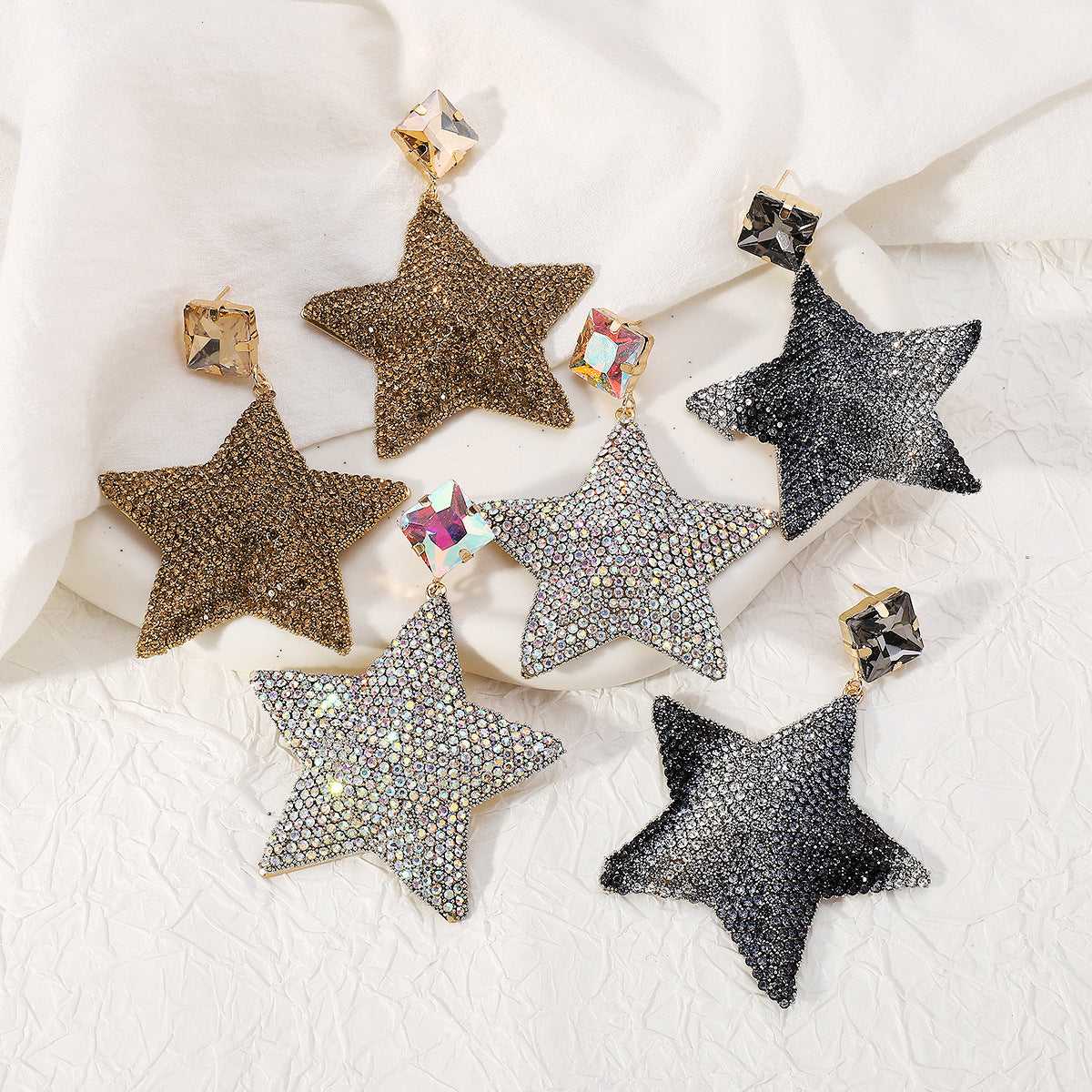 Wholesale Full Diamond Five-pointed Star Earrings ACC-ES-XianDi006