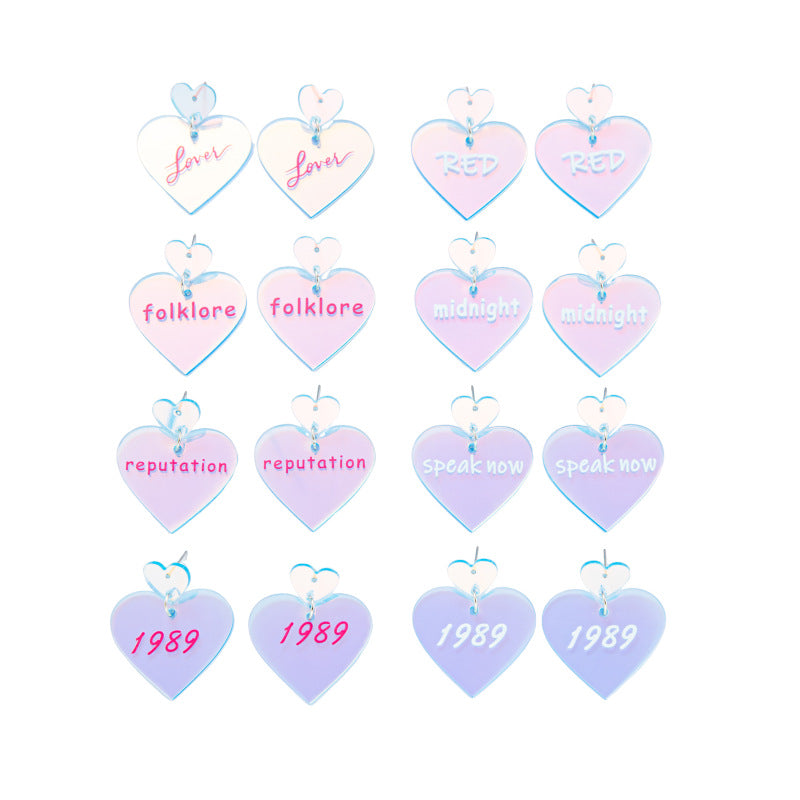 Wholesale Creative Acrylic Earrings Laser Heart Earrings ACC-ES-Jiay012