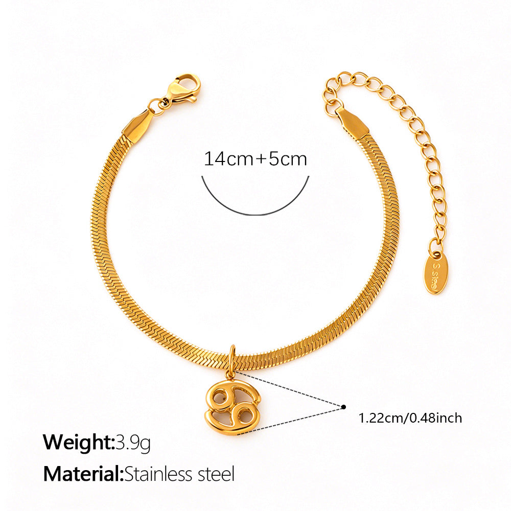 Wholesale Vintage Zodiac Stainless Steel Bracelet 18K Gold Plated Travel Souvenir Jewelry Accessory