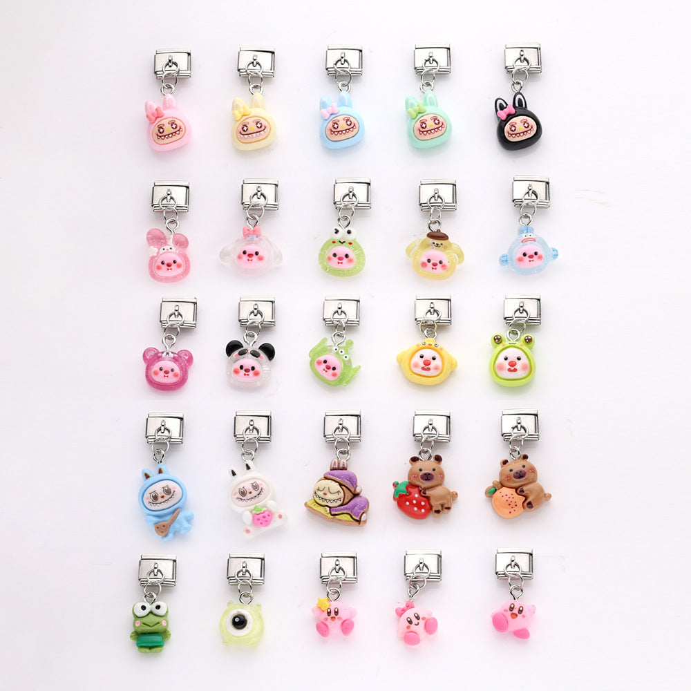 Wholesale 10pcs Italian Charm Bracelet 9mm DIY Splicing Cute Cartoon Stainless Steel Composable Bracelet ACCVIP