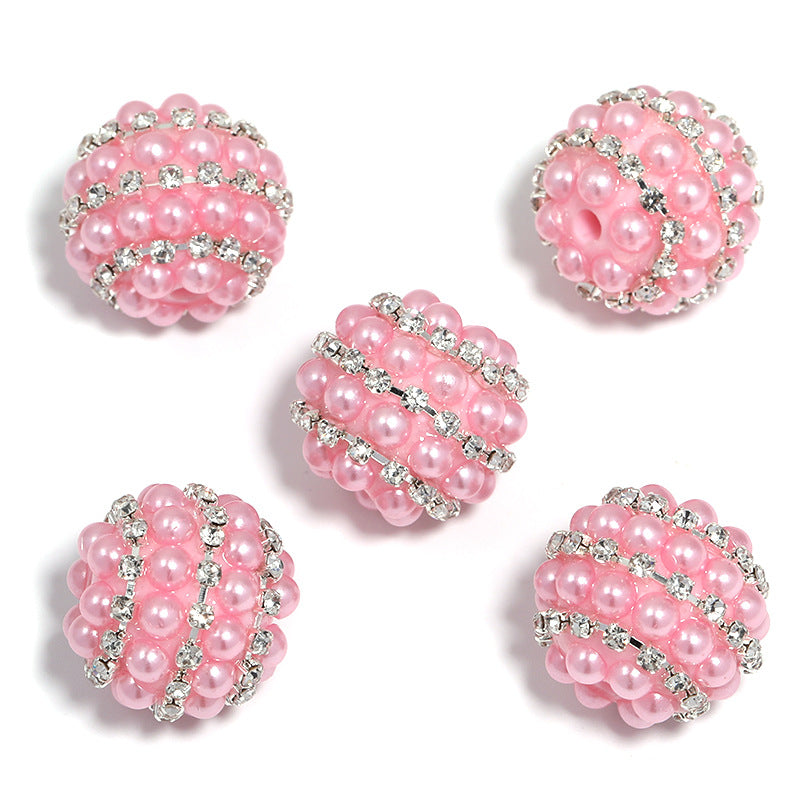 Wholesale 5PCS Candy Color Pearl Rhinestone Beads DIY Beads Mobile Phone Chain Accessories ACC-BDS-BLG044