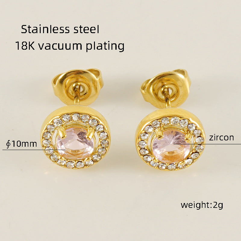 Wholesale Stainless Steel Love Zircon 18K Water Drop Sunflower Earrings ACC-ES-Zhongy002