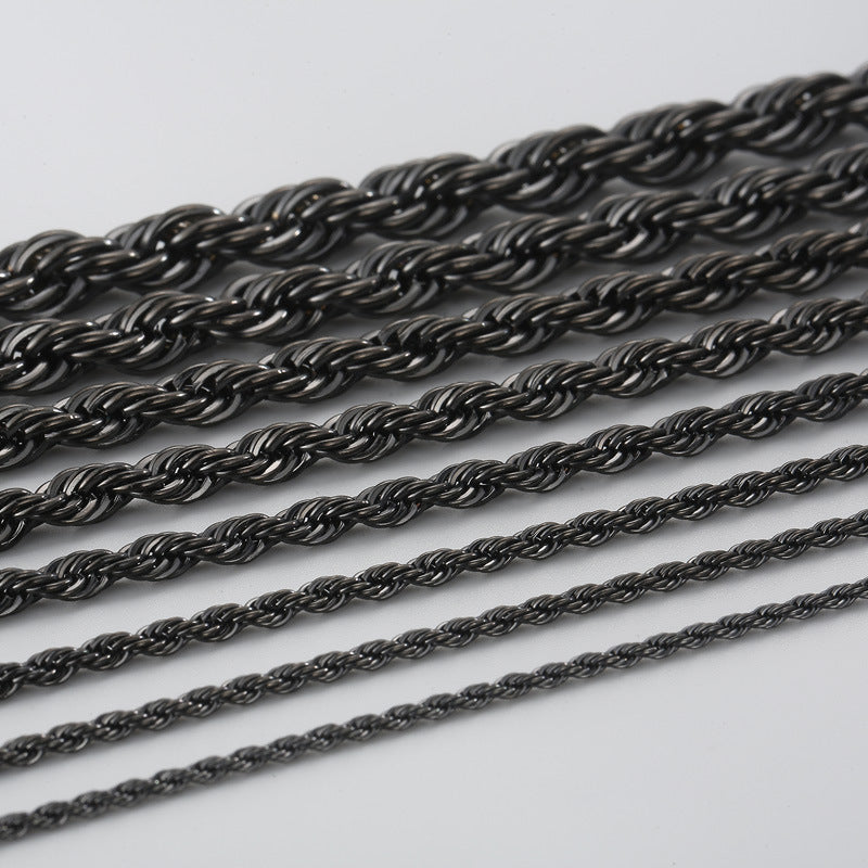 Wholesale Black Twist Chain with Chain Button Rope Chain Titanium Steel Necklace ACC-NE-KaLun002