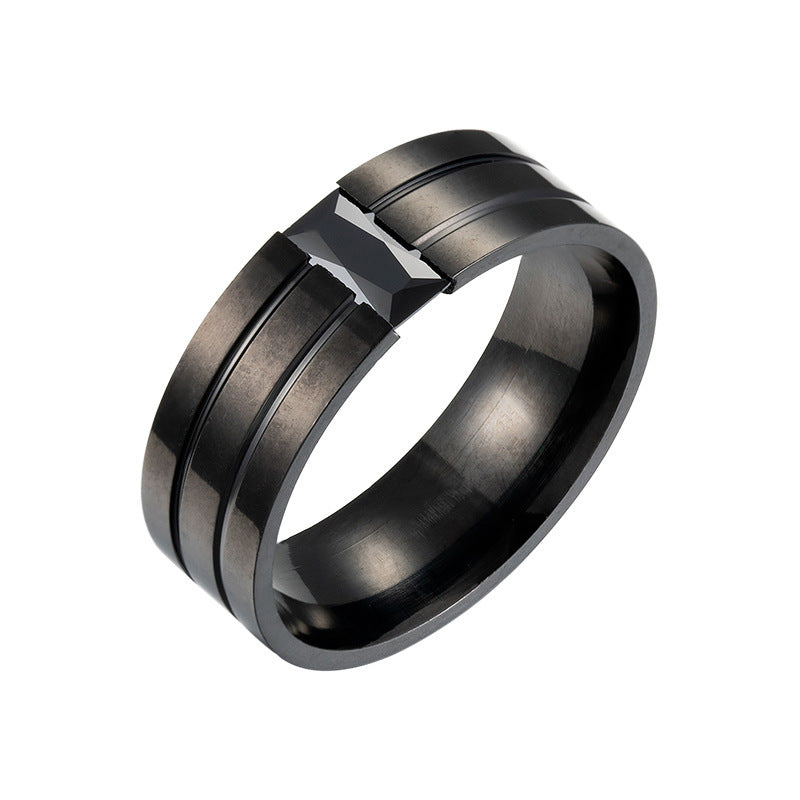 Wholesale  Men's  Electroplated Black Combination Stainless Steel Ring