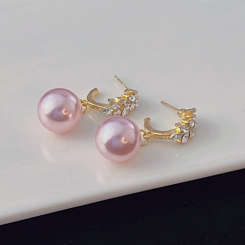 Wholesale Light Luxury Champagne Pink Bead Earrings ACC-ES-XiaoCheng011