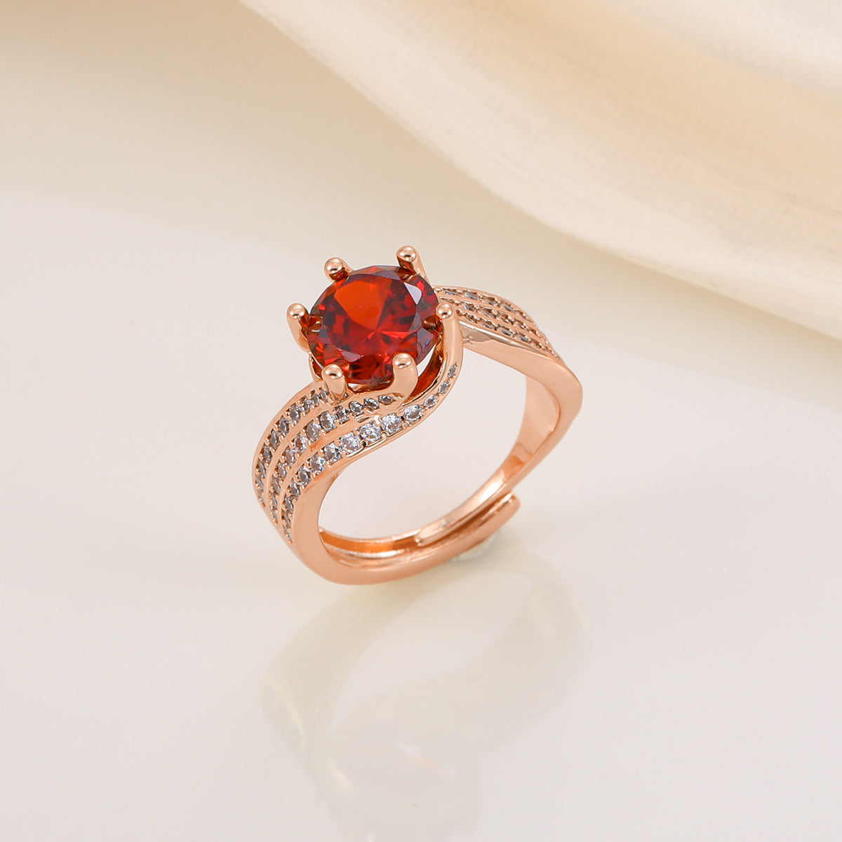 Wholesale Adjustable copper ring with zircon setting stylish and unique design