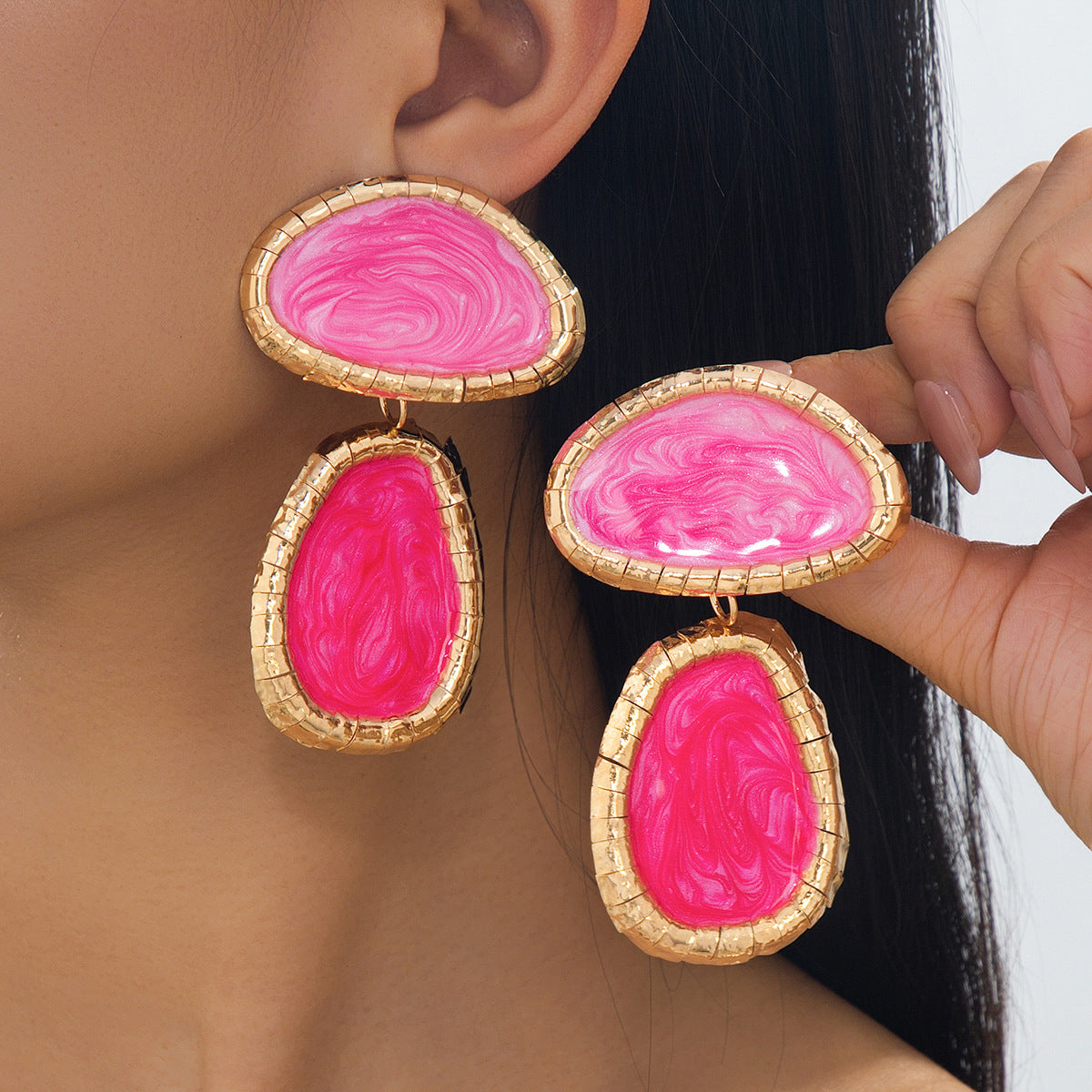 Wholesale Retro Geometric Textured Long Drop Earrings Multicolor For Party Wear Boutique Resale