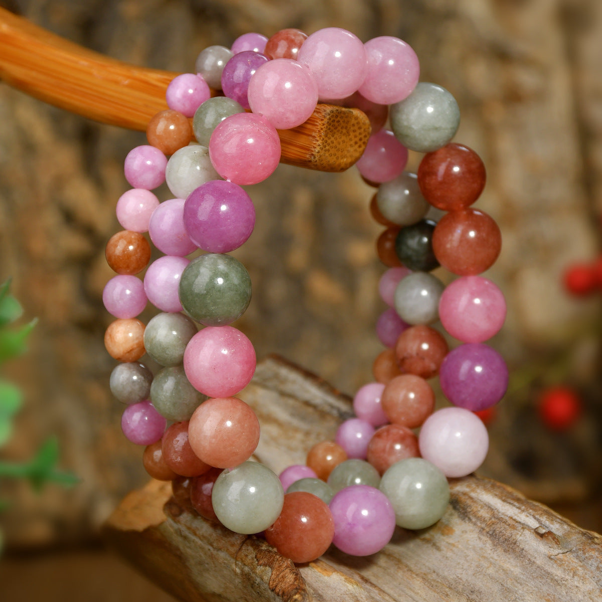 Wholesale European Style Colorful Natural Stone Bead Bracelet Handmade Fashion Jewelry Accessory Boutique Resale