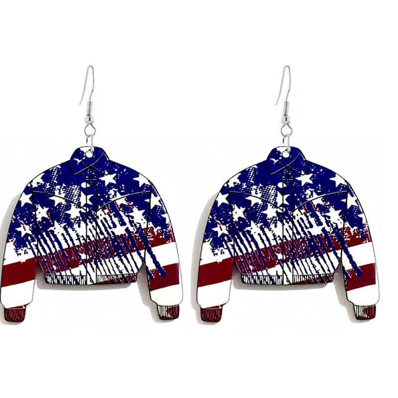 Wholesale American Independence Day Coat Acrylic Earrings ACC-ES-YiYuan011