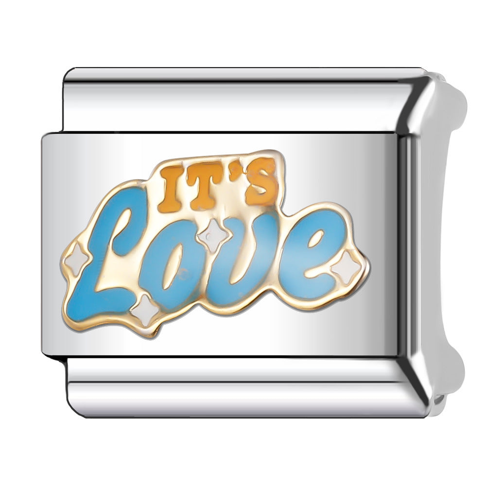 Wholesale Italian Charm Bracelet 9mm DIY Splicing English Stainless Steel Composable Bracelet