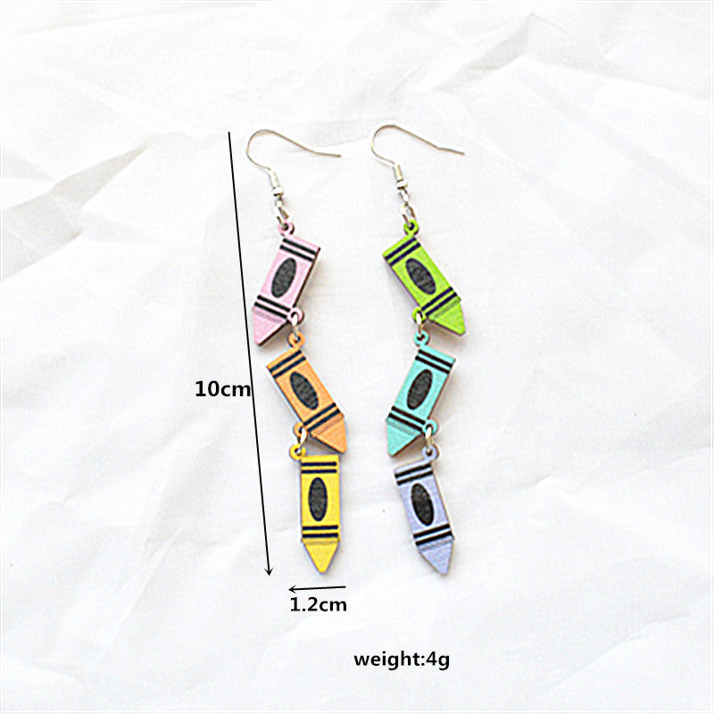 Wholesale  Teacher' s Day Earrings Creative Love Letter Books Wooden Long Teacher Gifts Sweet Earrings for Women