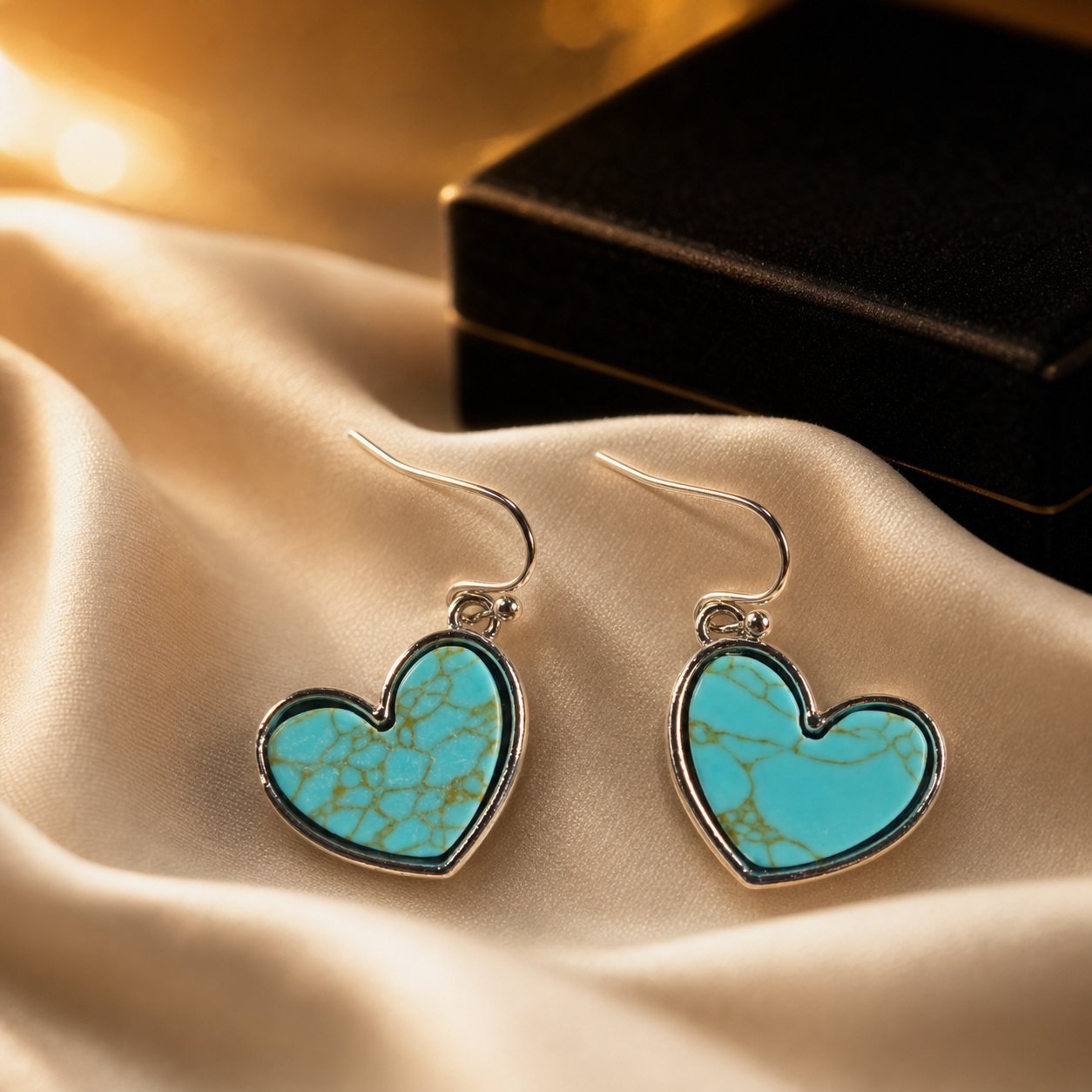 Wholesale Retro Heart-Shaped Turquoise Earrings Fashion Jewelry Accessory for Women Gift