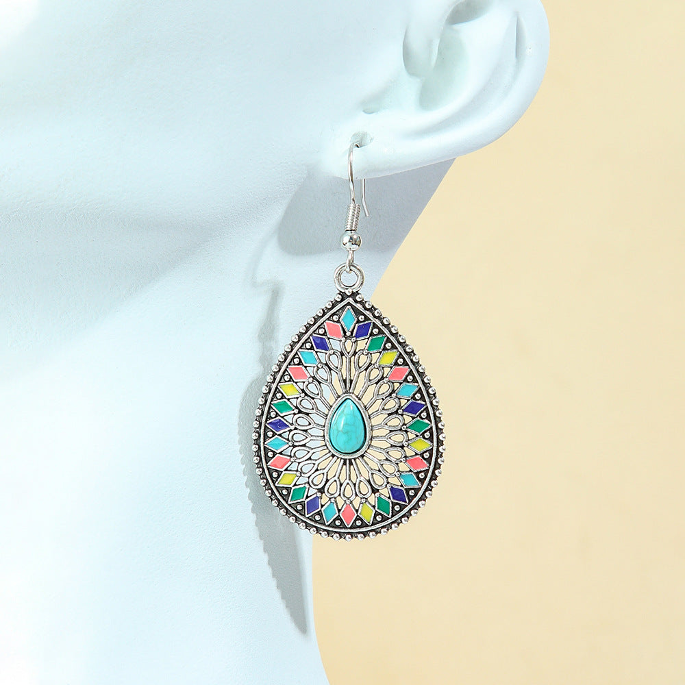 Wholesale Bohemian Drop-Shaped Earrings and Necklace Set,  Ethnic Style Fashion Accessory for Gift or Resale