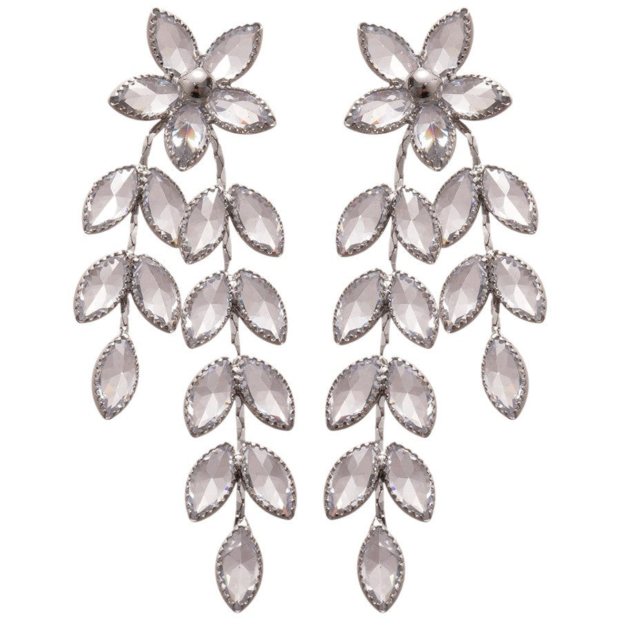 Wholesale Minimalist Luxury Floral Wheat Earrings with Zircon Tassels