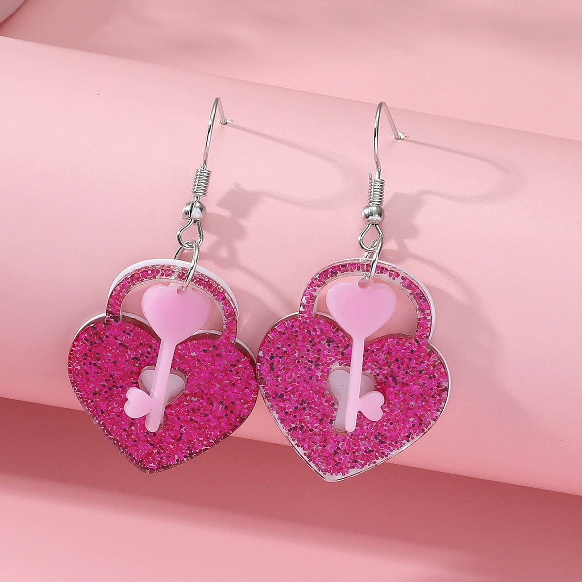 Wholesale Valentine's Day love flower lover lock acrylic earrings