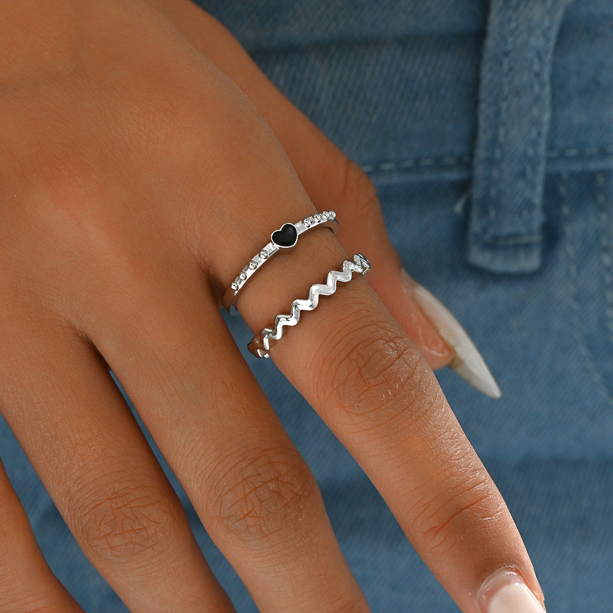 Wholesale  Oil Dropping Love Wave Opening Ring suit