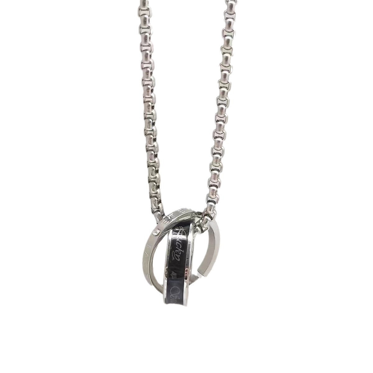 Wholesale Trendy Double Ring Pendant Necklace In Titanium Steel Hip Hop Street Style Unisex Jewelry Accessory For Everyday Wear