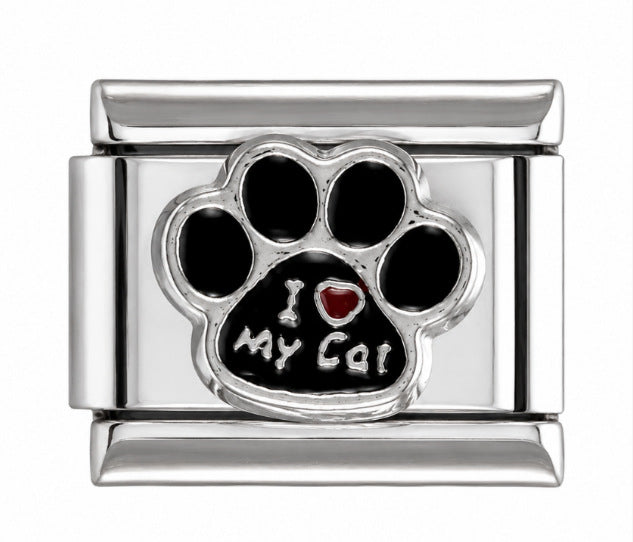 Wholesale Stainless Steel Italian Style Modular Dog Paw Animal Series Bracelet Fashion Accessory Gift