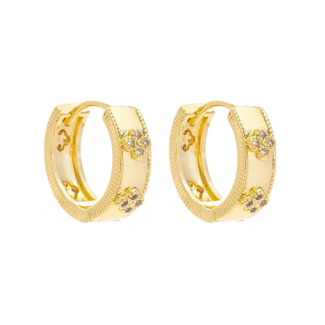 Wholesale  Retro Light Luxury  Plum Blossom Copper Zircon  Earrings