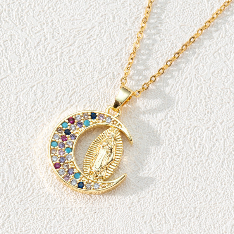 Wholesale Copper Micro-Inlaid Colored Zirconia Pendant Necklaces ACC-NE-SY012