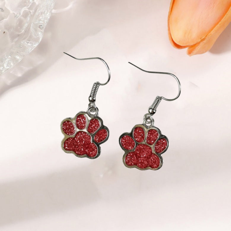 Wholesale Cute Creative Dog Footprint Pendant Oil Drop Earrings Cute Earrings ACC-ES-JunJie004