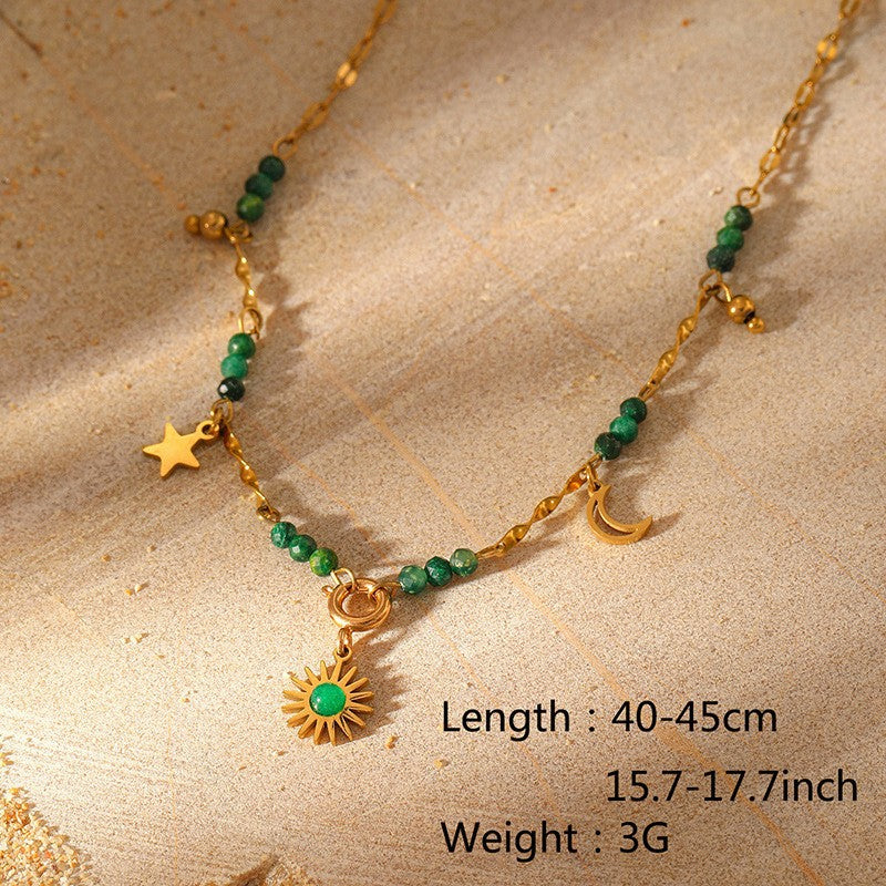 Wholesale Natural Stone Stainless Steel  Pendant Necklace