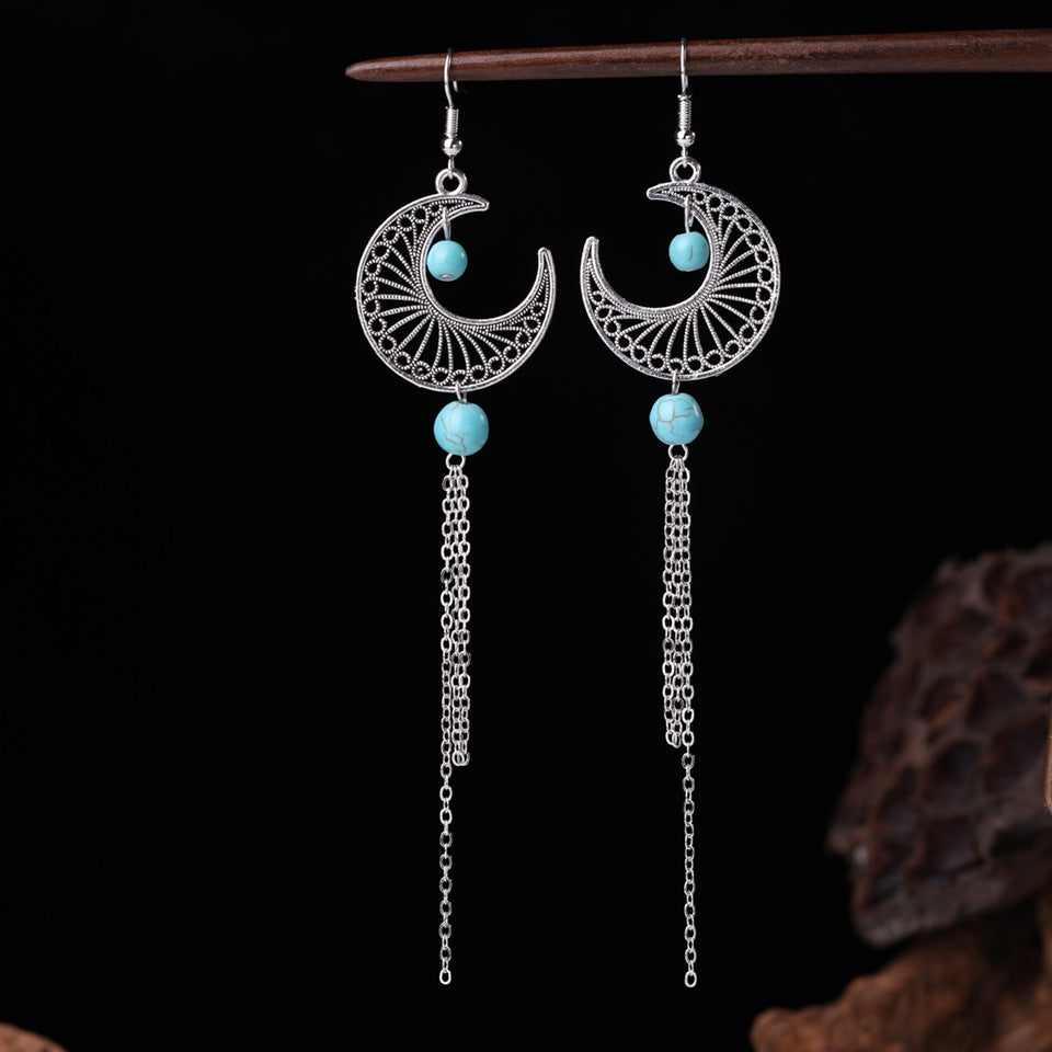 Wholesale  retro ethnic style blue turquoise earrings