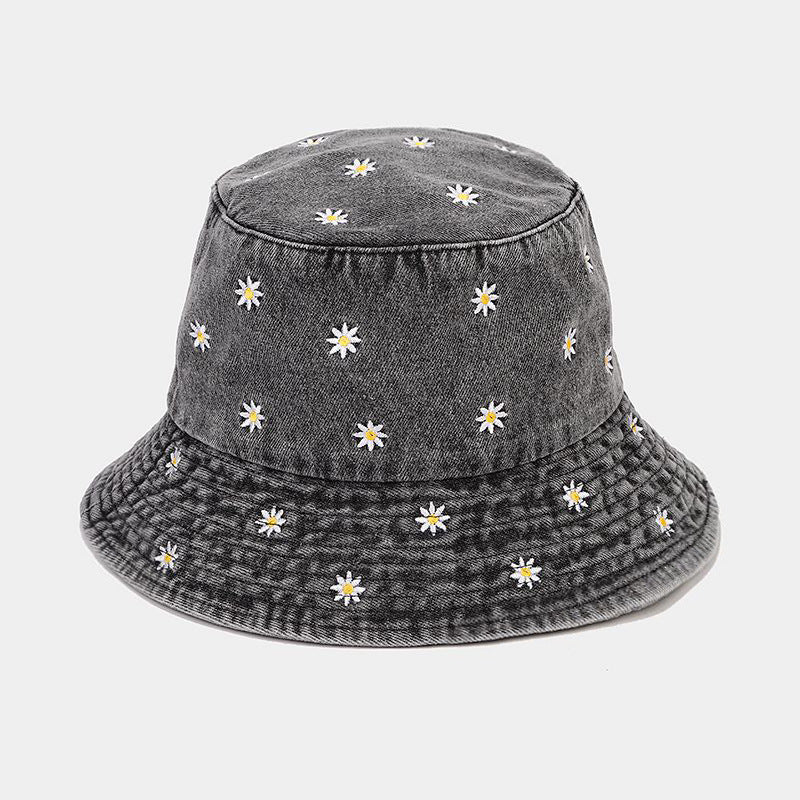 Wholesale  Small Flower Embroidered Fisherman Hat  Bucket Hat