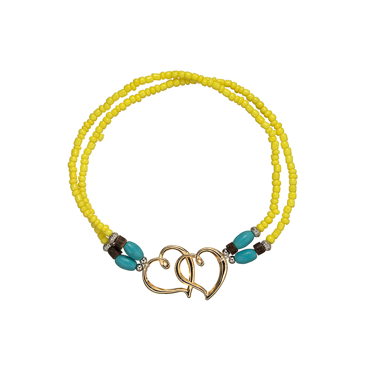 Wholesale alloy double love beaded turquoise stone double elastic anklet