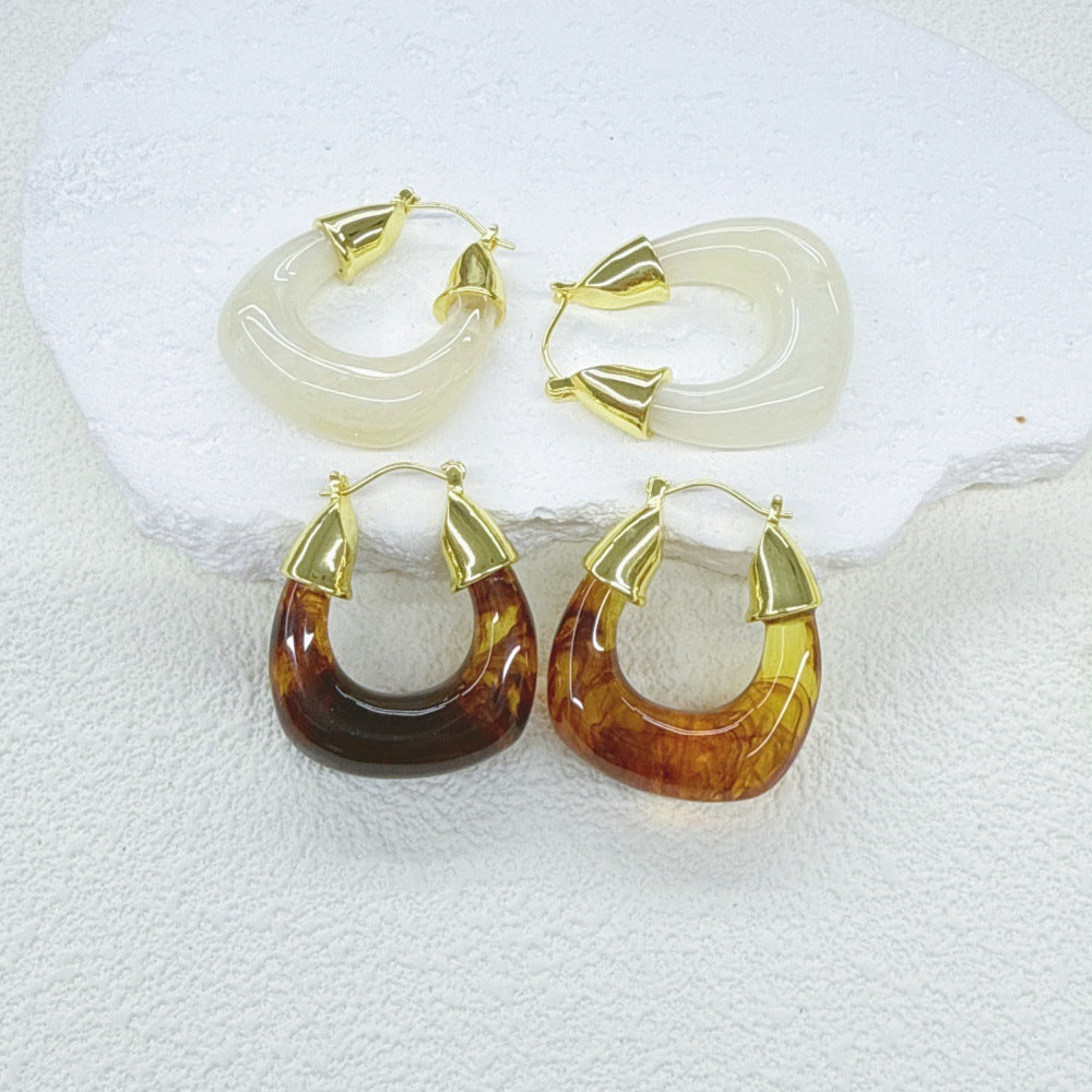 Wholesale Geometric V-Shaped Copper &  Plastic Earrings